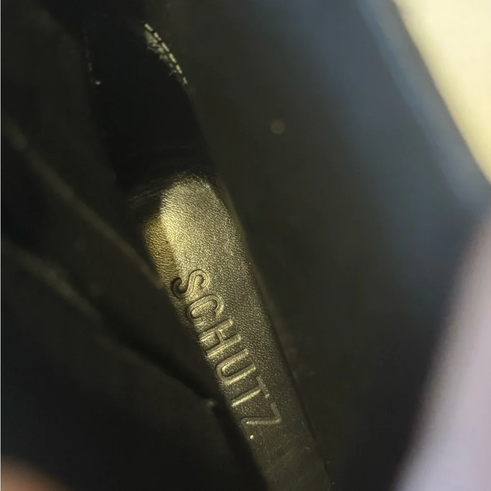 SCHUTZ w 8.5 Black Suede Ankle Boots with Buckles, Block‎ Heel, Pointed Toe - Picture 12 of 13